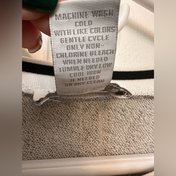 Weekend by Andrea Jovine varsity pullover gray with black white stripe NWT - Picture 7 of 7